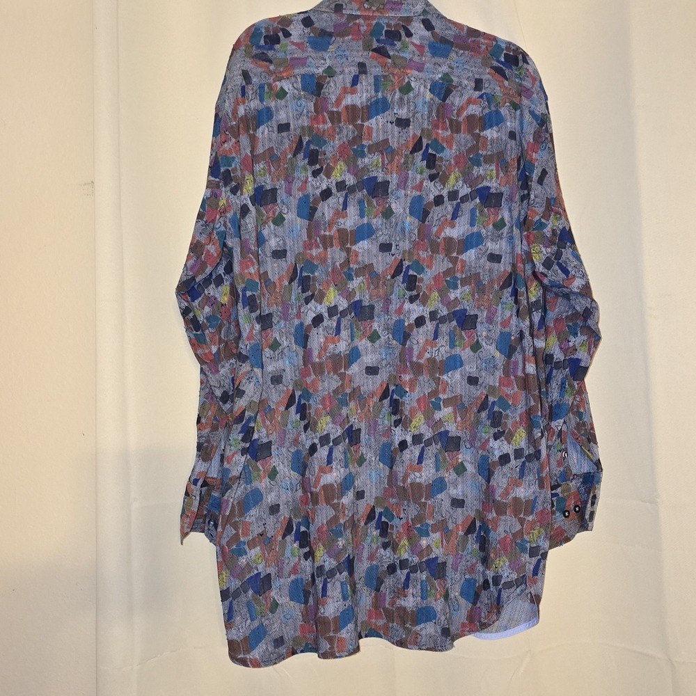 Luciano Visconti Shirt Men's Size 2XLB Multi-Color Wild Print Cotton/Modal - Picture 3 of 5